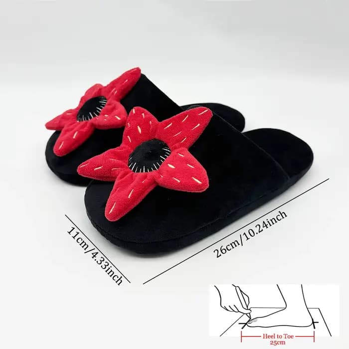 Nouvelles pantoufles en peluche Stranger 2025, motif dessin animé horreur fleur rouge, chaussures re