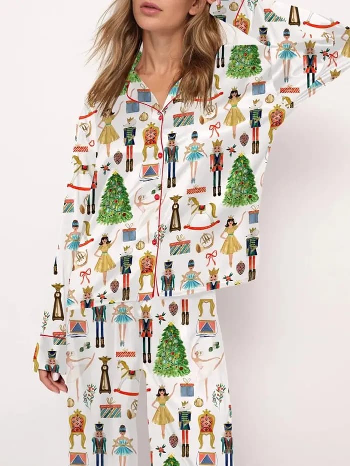 Ensemble de pyjama imprimé sapin de Noël pour femme
