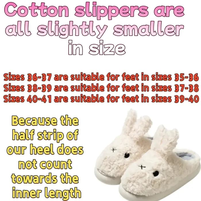 Anime Miffy peluche coton pantoufles Kawaii dessin
