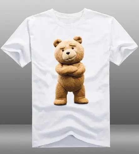 T-shirt à manches courtes et col rond pour homme, 100% coton, blanc, décontracté, mignon, film, Ted