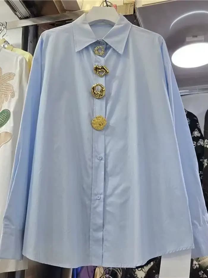Marque de luxe Design surdimensionné coton mi-long chemises et chemisiers femmes à manches longues simple boutonnage haut femme Blouse vêtements