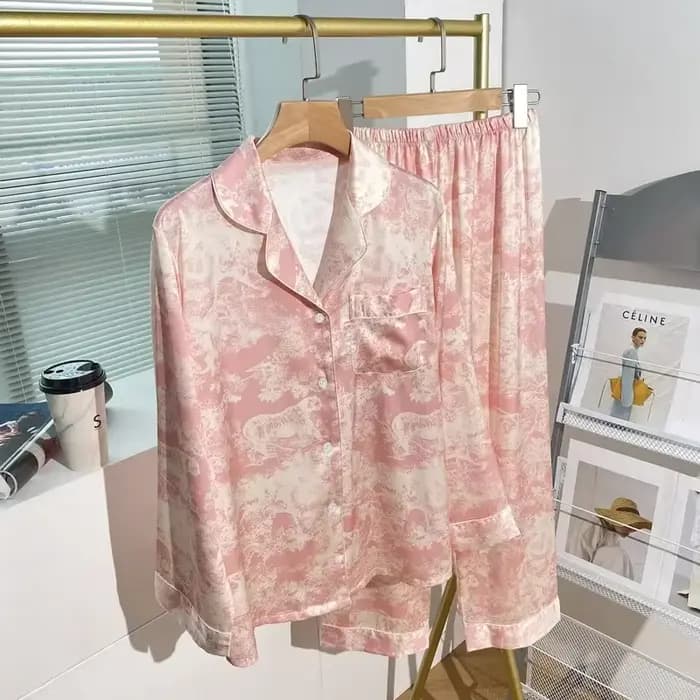 Pyjama imprimé français haut de gamme pour femmes printemps et automne nouveau style paresseux doux homewear pyjamas en