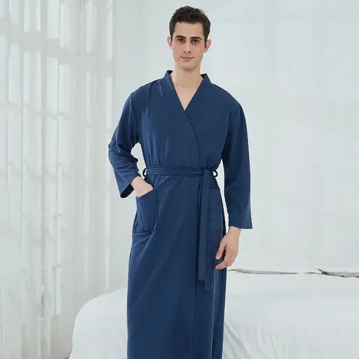 Peignoir pour hommes femme longue absorbante Terry Robe de bain Kimono hommes serviette peignoir solide vêtements de nuit femmes Robe de chambre