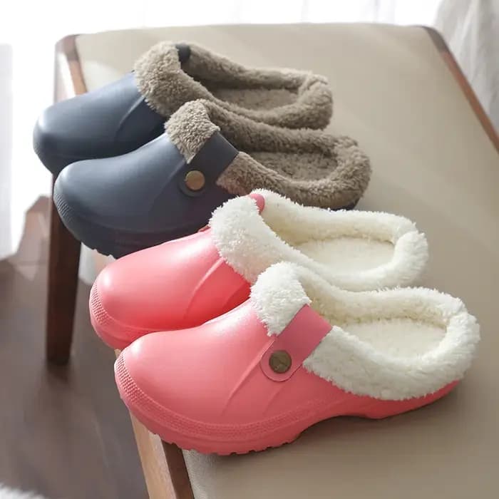Pantoufles en fourrure en peluche imperméables pour hommes et femmes