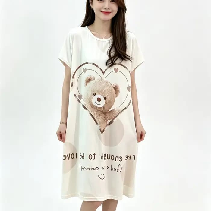 Chemise de nuit d'été ample grande taille pour femme, manches courtes, motif dessin animé mignon, te