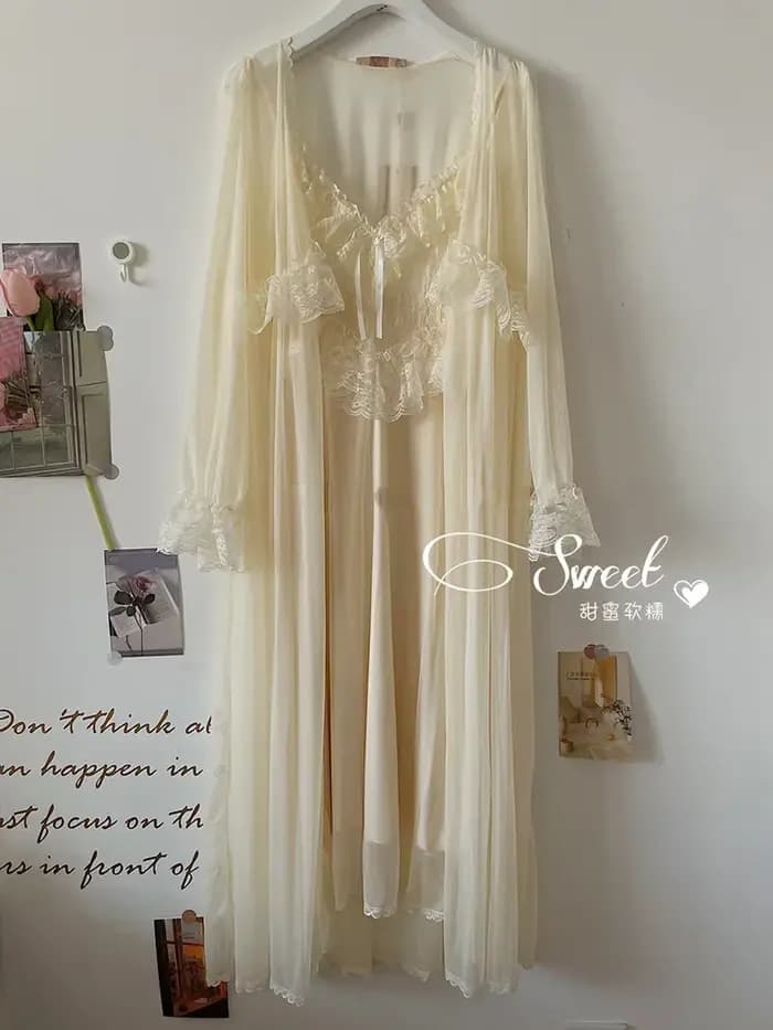 Vintage femme Court Style mince Tulle Robe/chemise de nuit dames princesse chemises