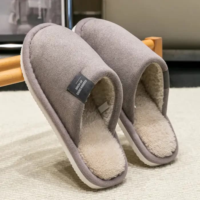 Hiver chaud pantoufles hommes maison antidérapant chaussures souples confortable talon plat