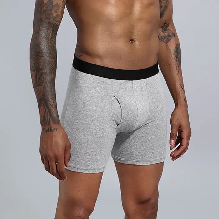 Boxer Long en Coton pour Homme Culotte Imprimée en Famille Sous-Vêtement Ouvert Devant Sexy