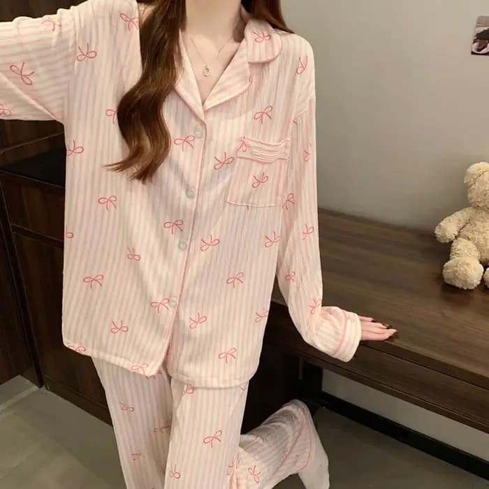 Pyjama en tissu froissé pour l'automne et l'hiver