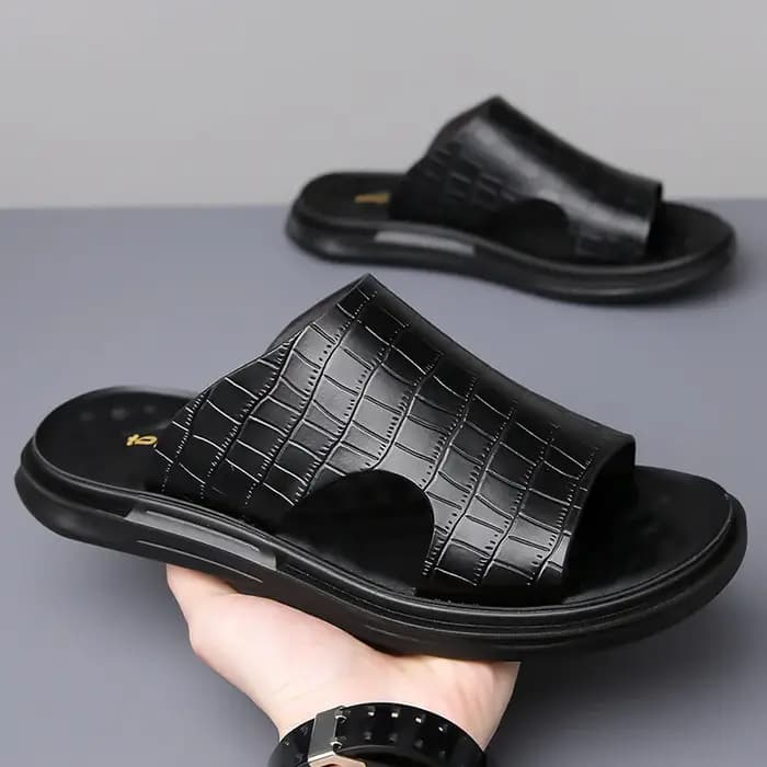 Chaussons pour hommes été nouveau Style respirant loisirs en plein air semelle souple antidérapant imperméable en cuir de vache pantoufles chaussures pour homme