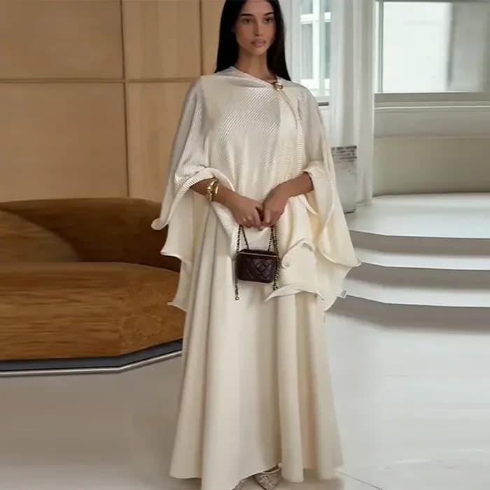 Ensemble Robe et Châle Élégant et Rétro pour Femme