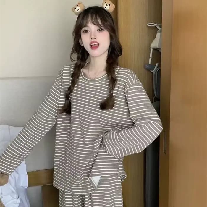 Pyjama rayé simple de style coréen pour femmes