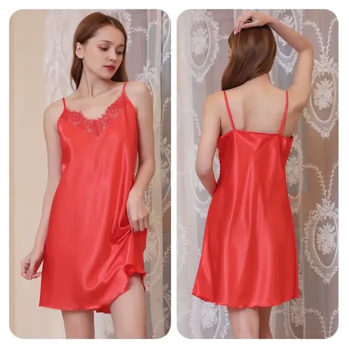 Vêtements de nuit pour femmes solide courte Chemise