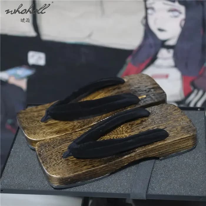 Pantoufles d'été pour hommes, tongs Cosplay, pantoufles de samouraï japonais Geta, sabots en bois, s