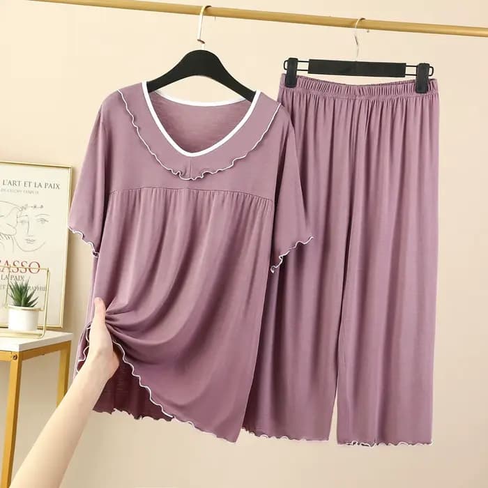 Ensemble de pyjama à col en V pour femme
