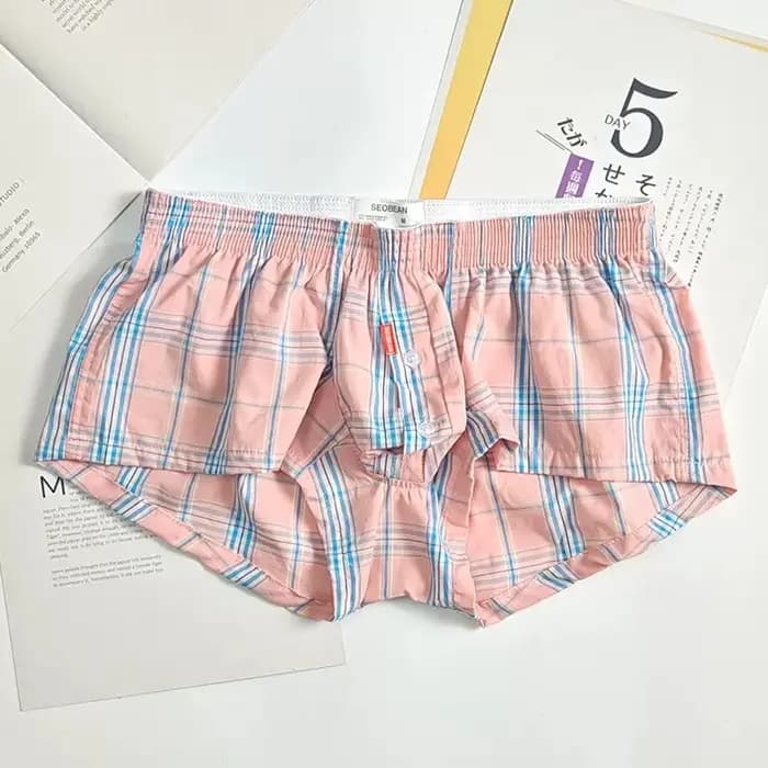 Hommes pyjama pantalon vêtements de nuit Plaid salon porter décontracté courte jupe de bain