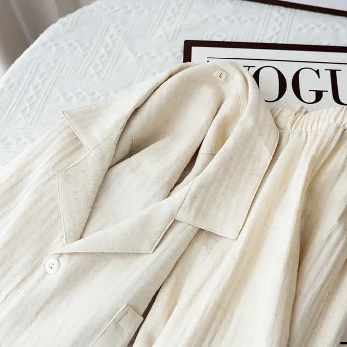 Ensemble pyjama en gaze 100% coton pour hommes | Vêtements de nuit en mousseline douce et respirante | Automne manches