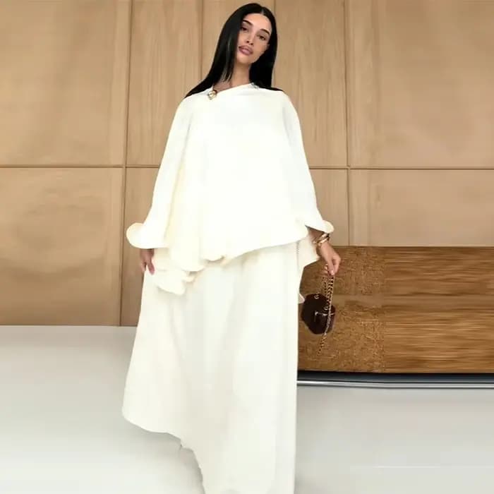 Ensemble Robe et Châle Élégant et Rétro pour Femme