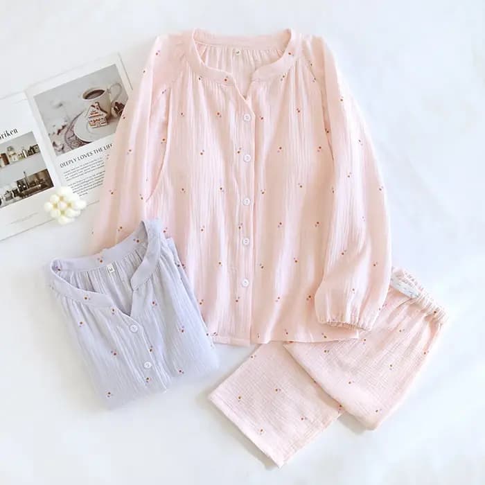 Pyjama d'Allaitement en Coton à Manches sulfpour Femme Enceinte