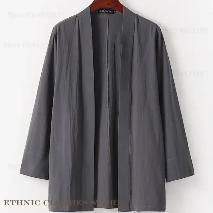 Veste Cardigan Kimono pour hommes, grande taille 3XL-9XL, rétro, coton et lin, vêtements japonais, peignoir Kimono Yukata Haori, manteaux Harajuku