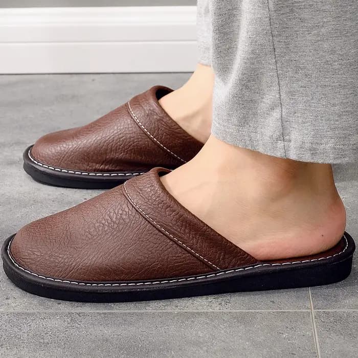 Pantoufles en Cuir Solide pour Homme