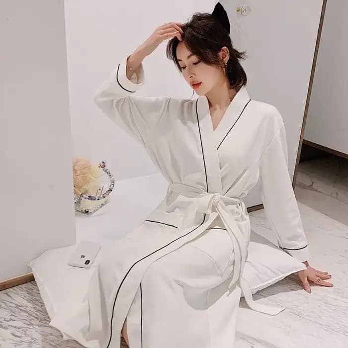 Robe de nuit en coton à manches longues pour femmes, peignoir grande taille, robe de couple, salon At, vêtements de maison, pyjama homme, robe de nuit M-3XL