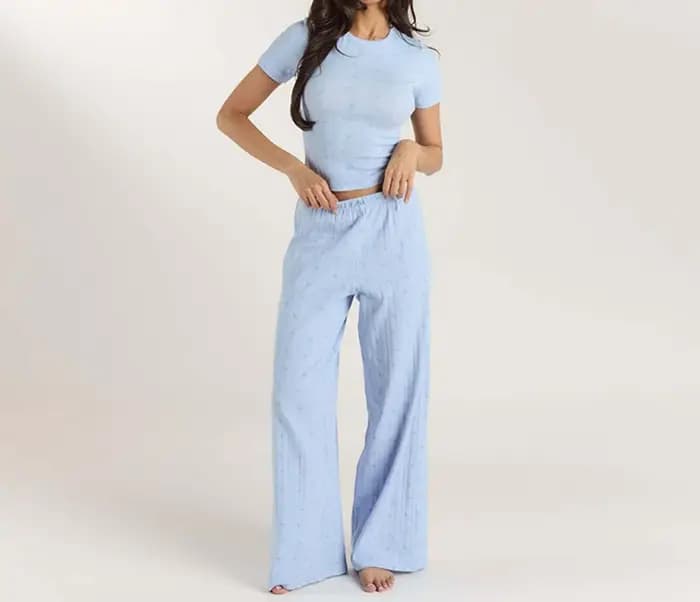 Ensemble de pyjamas tricotés imprimés, nouvelle collection printemps-été 2026, pantalon à manches co