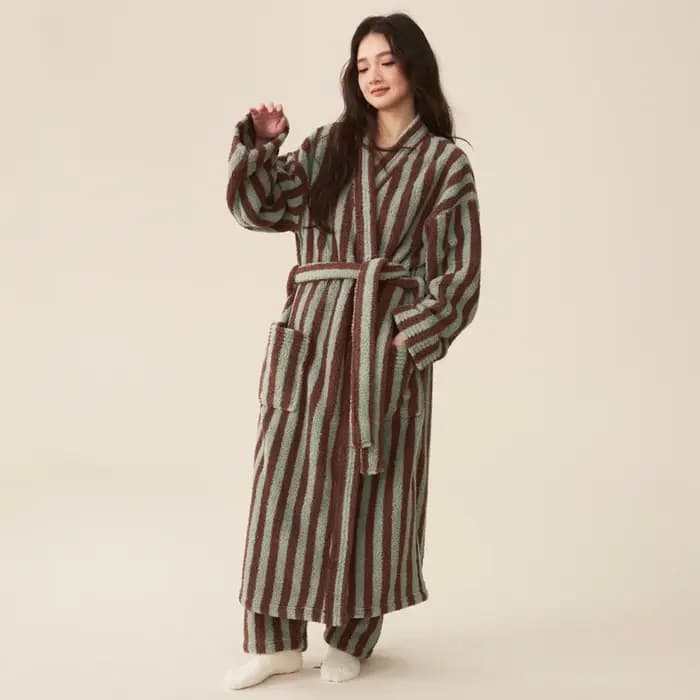 Ensemble de pyjama pantalon et robe de glouton épaissi pour femmes et hommes