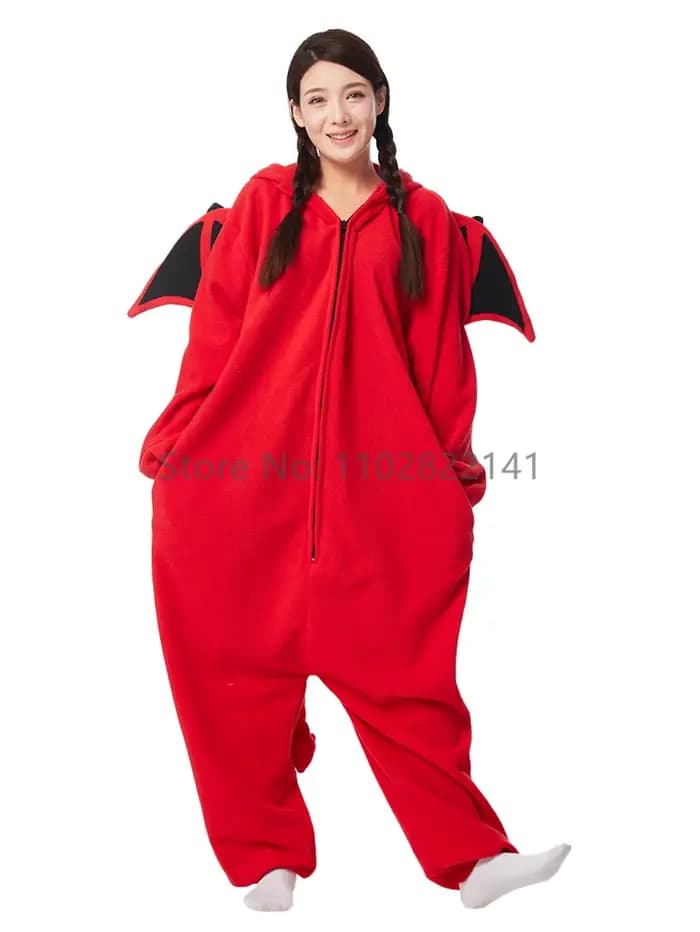Favofans adulte Kigurumis pyjamas Halloween Onesie Reddemon pour femmes hommes dessin animé pyjama Homewear Cosplay Costume