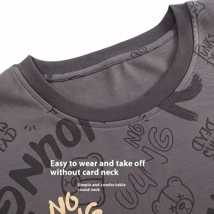 Ensemble deux pièces automne hiver femmes pyjamas hommes à manches longues dessin animé lettres ours pull vêtements de nuit dames grande taille Homewear