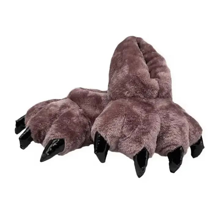 Pantoufles de Cosplay amusantes en forme de patte d'ours pour femmes et hommes, chaussures de sol de