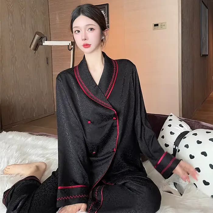Mode femmes pyjamas ensemble haut de gamme revers chemise pantalon costume décontracté automne hiver maison vêtements