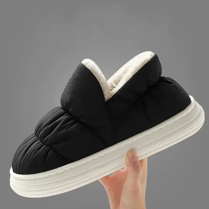Litfun hiver vers le bas tissu chaussons pour femmes imperméable antidérapant diapositives chaud confortable intérieur