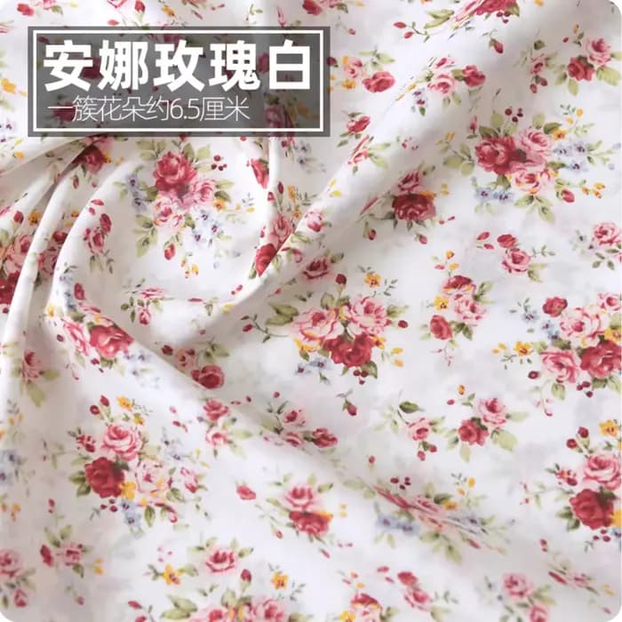 Tissu en popeline de coton à motifs floraux pour vêtements d'enfants DIY