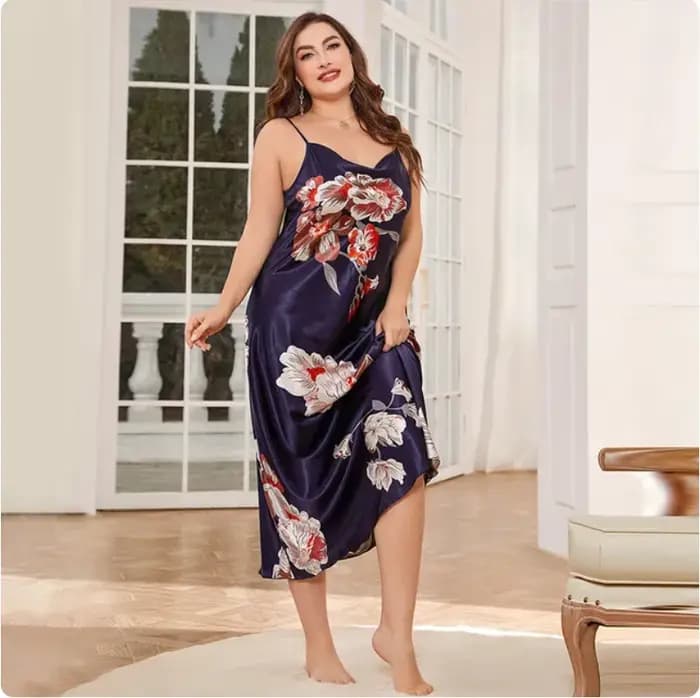 XL-5XL grande taille Sexy jarretelle chemise de nuit vêtements de nuit Lingerie été femmes chemise de nuit ample soyeux Satin robe de chambre vêtements de détente