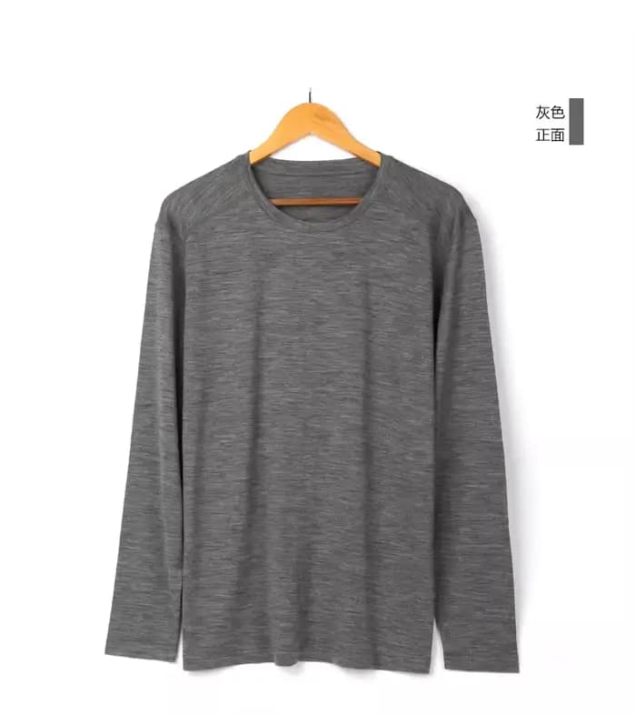 T-shirt thermique à manches longues pour homme 100% laine mérinos