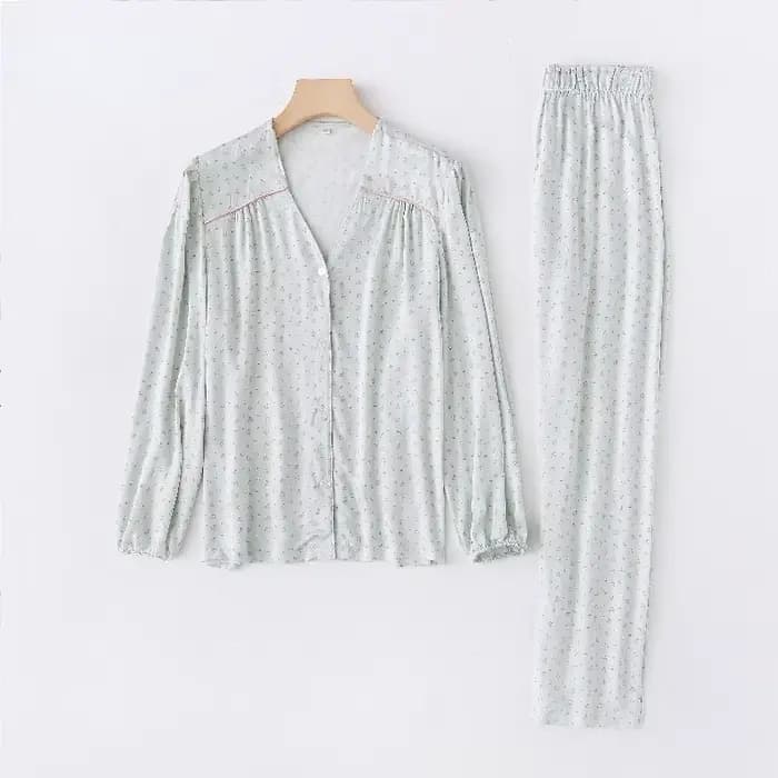 Pyjama Style palais rétro français pour femmes, ensemble en Viscose à manches longues, col en v, bou