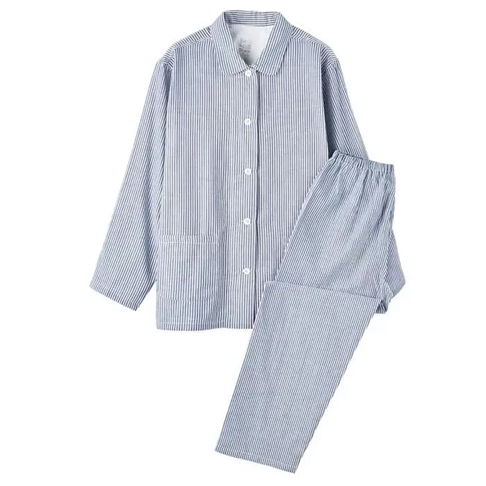 Décontracté 100% coton à manches longues Pijamas femmes revers chemise pantalon costume printemps automne Pyjamas femme