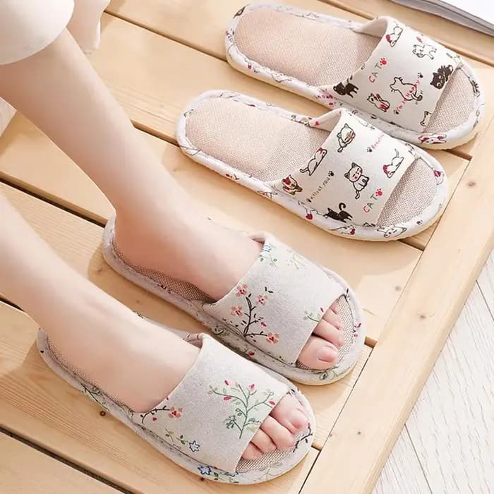 Pantoufles en lin pour femmes et hommes
