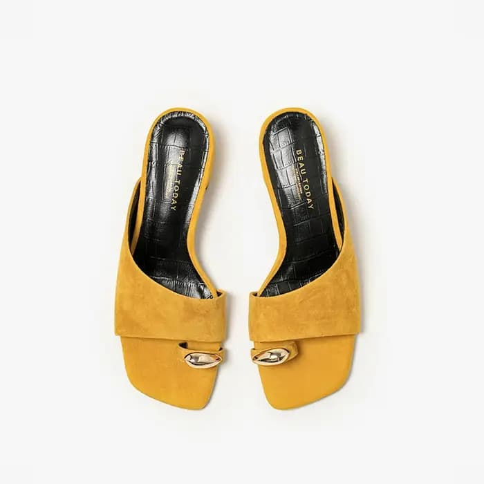 BEAUTODAY – pantoufles élégantes en cuir suédé pour femmes