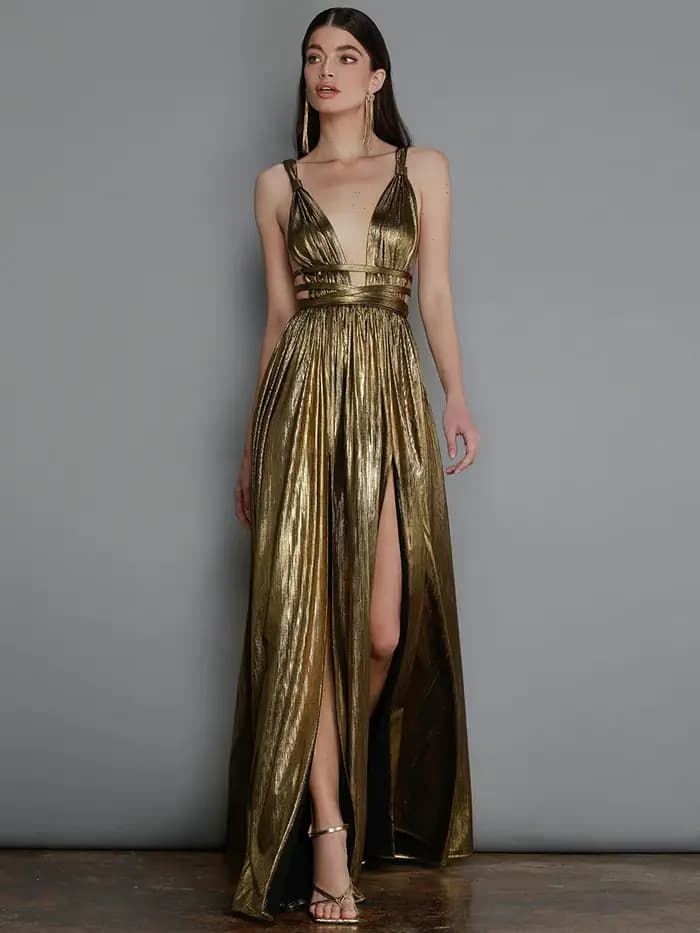 Robe de soirée sexy à col en V pour femmes