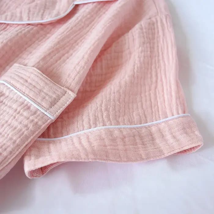 Pyjama en Crêpe Délavée à Manches Courtes pour Femme