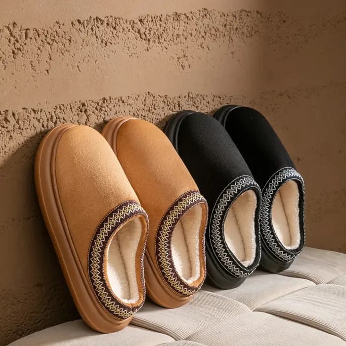 Pantoufles en peluche pour hommes pour l'hiver