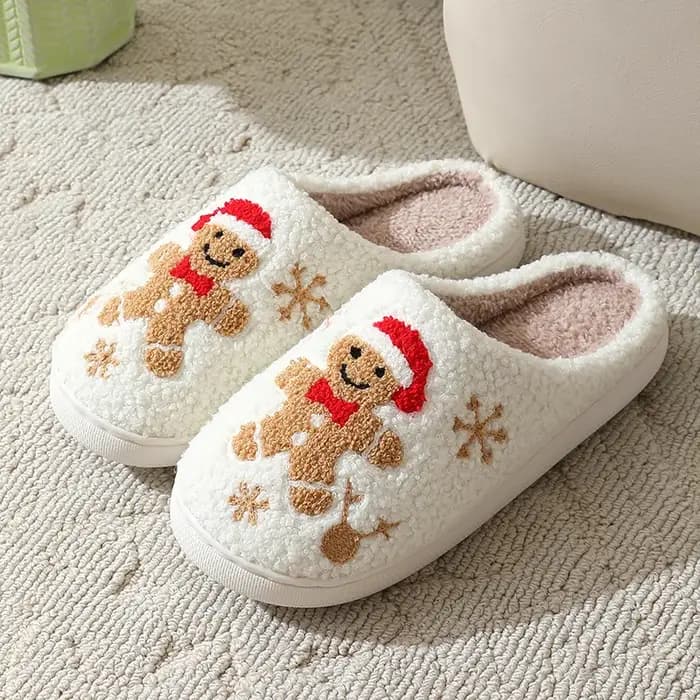 Pantoufles de noël en pain d'épice pour femmes et hommes