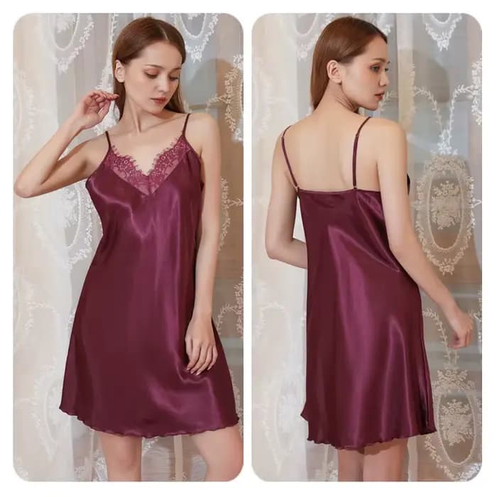 Vêtements de nuit pour femmes solide courte Chemise