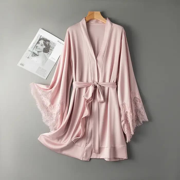 Robe de nuit Sexy en Satin et dentelle pour femmes