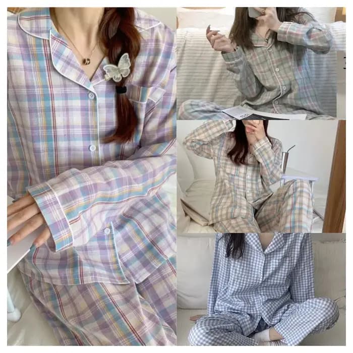 Pyjamas femme automne et hiver à manches longues doux vêtements de nuit Homewear deux pièces ensemble femmes Plaid
