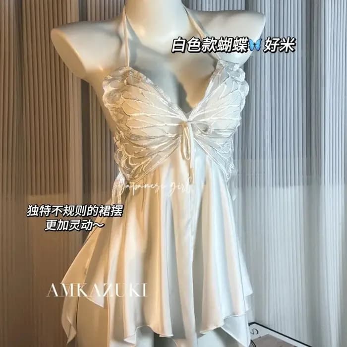Papillon vêtements de nuit femmes sans manches chemise