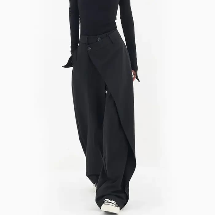 Pantalon large taille haute irrégulier pour femme, Y2K, mode estivale, patchwork décontracté, monoch