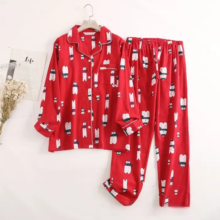Pyjama pantalon en flanelle de coton